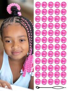 Set de 60 piezas de gomas para el cabello con cuentas de colores caramelo, accesorios con estilo callejero lindo y punk para niñas - Multicolor - Ver 2