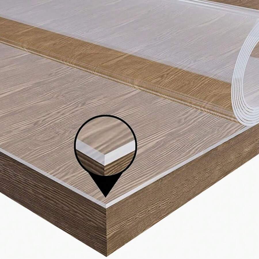 1pc Luxury Transparent Table Cover - 1.0mm Thick PVC, Scratch-Resistant And Heat-Resistant, Dining Table And Coffee Table Protective Film - Suitable For Home, Office, Hotel Use - Elegant Square Design Table Cloth - White - View 1
