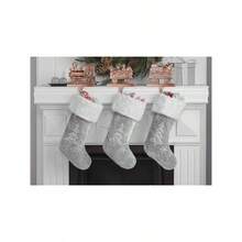Stocking Holders Mantel, 4pc Holiday Stocking Hangers, Snowflake Snowman Reindeer Tree Stocking Hook Set, Alloy Weighted Non - Skid Stocking Hook Xmas Fireplace Decor
