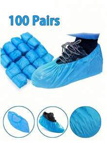 100pcs/50pcs Disposable Shoe Covers, Suitable For Cleaning Supplies, Travel Hotels, Outdoor Cycling, Blue Shoe Covers, Keep Shoes Dry On Rainy Days, Shoe, Spring Summer Picks, Brides Maid Gifts, Room, Bedroom Decor, Bedroom Decor, Beach, Travel, For Men, For Women, Vacation,Women's Day,Travel Essentials,Wedding Favours,Y2k,Bedroom,Car Accessories Women,Kitchen Decor - Multicolor - View 2