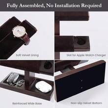 ProCase Wood Watch Display Stand Holder For Men Wristwatch Tower With TBar Design Hanging Rack Wooden Wrist Watch Tree 2 Tiers Darkbrown
