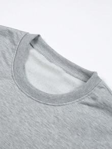 Sudadera casual de cuello redondo de unicolor para hombre - Gris Claro - Ver 3
