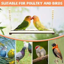 Natural Wooden Bird Swing Toy With Beads - Heavy-Duty Hanging Perch & Chewing Activity For Parrots, Chickens, Roosters - Applewood Construction, Beads For Mental Stimulation & Beak Health - Ideal For Large Birds, Pet Birds, Farm Animals - Cage/Aviary Decor, Rustic Design, Durable Construction