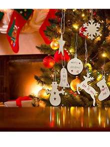 12pcs Unfinished Wooden Christmas Tree Ornaments, DIY Painting Craft Kit (Includes 10 Wood Slices, 1 Pack Of Colored Pens, 1 Bundle Of Jute Rope), Creative Hand-Painted Home Decor, Suitable For Halloween, Christmas, DIY Wood Painting, Wood Slices, Hotels, Restaurants, Family Gatherings, Holidays And Year-Round Decoration, Birthday Party Gifts