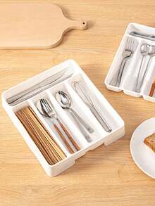 1 قطعة مقسم درج المطبخ، صندوق منظم أدوات المائدة، رف تخزين السكاكين والشوك والأعواد الصينية المدمج في خزانة المنزل، منظم أدوات المطبخ، منظم أدوات المائدة والأعواد الصينية في خزانة المطبخ، صينية فاصل السكاكين والشوك والملاعق - متعدد الألوان - مشاهدة 11