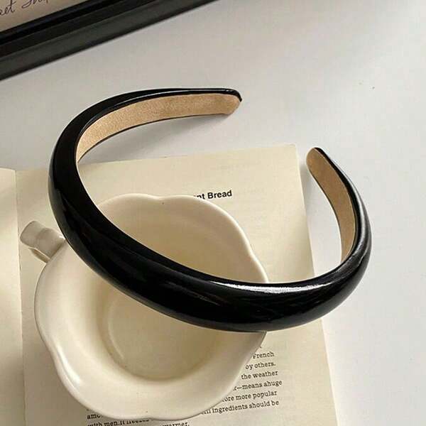 2025 Nuevo Diadema Ancha de Cuero PU Estilo Coreano, Diadema Vintage con Clip de Pelo de Corona Alta de Esponja, Accesorios para el Cabello para Mujeres, Diadema, Diadema