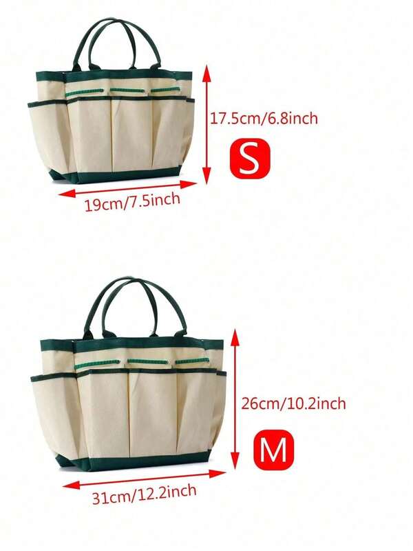 Portable Garden Tool Storage Bag, Durable Handheld Tool Organizer Bag, Outdoor Canvas Tote