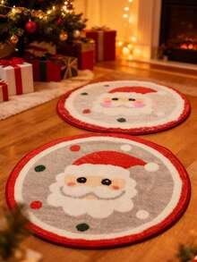 Christmas Plush Bath Mat: Non-Slip, Machine Washable, Knit Polyester With TPR Backing, Water Absorbent Soft Rug For Bathroom, Laundry, Doorway - Festive Holiday Decor Kitchen Rug - Multicolor - View 2