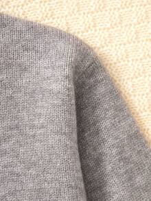 Girls Sweater Fashion Jacquard Cartoon Bear Embroidery Round Neck Long Sleeve Knitted Warm Elastic Cute Elegant Simple Pullover Knitwear Suitable For 4-12 Years Old Children Casual Versatile Top, Autumn/Winter New - Grey - View 4