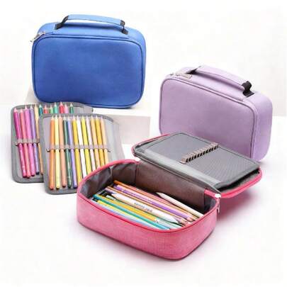 حقيبة أقلام كبيرة السعة مقاومة للماء، حقيبة أقلام رصاص للرسم، منظم قرطاسية للطلاب، حقيبة أقلام سحاب كبيرة السعة، علبة أقلام - حقيبة قرطاسية متعددة الوظائف، حقيبة أقلام قابلة للحمل 72 لون مع 2 كم قابلة للفصل