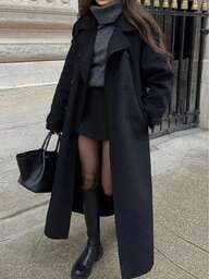 Cappotto di lana classico a doppio petto, nuovo per donna, autunno/inverno, di Seelio