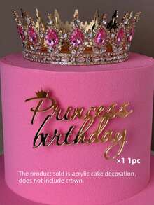 1 unidade/3 unidades/5 unidades de enfeites de bolo em PMMA com a frase "Princesa" para aniversário, decoração moderna de bolo com letras para festa de aniversário, presente para decoração de bolo de aniversário, suprimentos para decoração de bolo DIY, decoração de confeitaria, suprimentos para confeitaria, acessórios para bolo, utensílios de cozinha essenciais, presente de Natal - Ouro - Ver 9