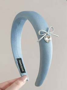 1 pieza Diadema de mujer con lazo de strass versátil y de moda, aro para el cabello de corona alta, accesorio para el cabello, diadema