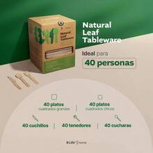 Juego de piezas de vajilla desechable de hoja de palma. Pack para 20 personas. Naturales y biodegradables. No txico. Natural Leaf Tableware - 200 - Ver 5