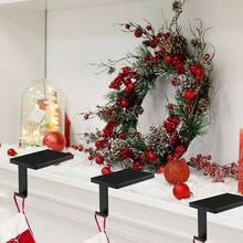 3 Pack Stocking Holder Stocking Hangers Mantel Hanging Hooks Fireplace Weighted Stand Holder Bases Xmas Party Freestanding Home Decoration Black, 3