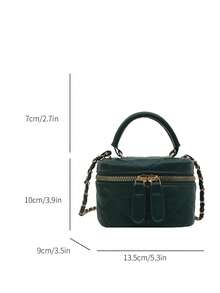 Lightweight Mini Bag, Chain Bag, Quilted Bag, Handbag, Bucket Bag, Suitable For Girls, College Students And Office Ladies, Great For Office, University, Work, Commuting, Outdoor Activities, Travel And Picnics - Dark Green - View 3