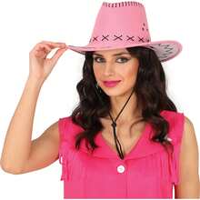Fiestas Guirca Cappello da cowboy per adulti e bambini, design classico in imitazione pelle con dettagli decorativi, accessorio elegante e resistente, ideale per costumi, feste a tema ed eventi western - Rosa - Visualizzare 3