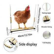 Natural Wooden Bird Swing Toy With Beads - Heavy-Duty Hanging Perch & Chewing Activity For Parrots, Chickens, Roosters - Applewood Construction, Beads For Mental Stimulation & Beak Health - Ideal For Large Birds, Pet Birds, Farm Animals - Cage/Aviary Decor, Rustic Design, Durable Construction