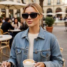 2 Piezas Lentes de Sol Ovalados Retro, Gafas de Sol Ovaladas Pequeas para Mujer y Hombre, Gafas de Sol de Moda Tonos Clsicos Negro/Verde Oliva - inicial - Ver 6