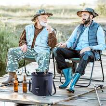 Cubo Plegable Ultraligero para Exteriores con Asa de 20L (5.2 Galones), Portátil para Pesca, Acampar, Playa, Baño y Jardinería - Negro - Ver 8