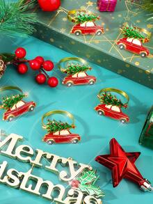 6pcs Christmas Tree Napkin Rings, Suitable For Room Decor, Dining Table Decor, Home Decor, Fit For Christmas, Party, Birthday, Wedding And Banquet Buffet Table Elegant Minimalist Decoration - Multicolor - View 6