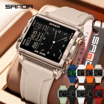  SANDA Men Women Watch Digital Sport Fashion Wristwatch Top Brand Luxury Multifunction Alarm Date Week Stopwatch EL Light Function Waterproof Electronic LED Original Male Lady Clock Gift 2198
