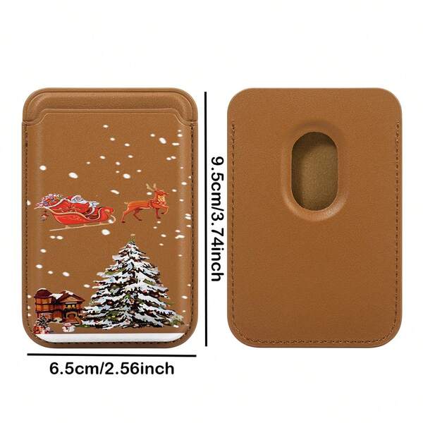 1pc Deer Christmas Pattern Black/White/Silver/Brown/Pink PU Leather Wallet Card Holder Magnetic Phone Case Fit For IPhone 17/16/15/14/13/12/11, Magnetic Wallet Card Holder Phone Accessories