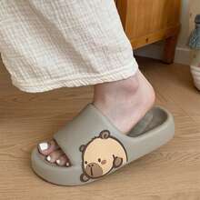 Kapcie dla pary XIXITIAO z motywem kapibary, miękkie, płaskie, codzienne kapcie, urocze kapcie EVA na wiosnę/lato, klasyczne, płaskie kapcie w jednolitym kolorze z modnym wzorem kapibary, odpowiednie do użytku na zewnątrz/na plaży/w domu - Pustynny brąz - Zobacz 10