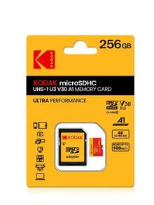 KODAK Durable High-Speed 32GB 64GB128GB 256GB Micro SD Card, Water-Resistant, Class 10 U3, Perfect For 4K HD Capture & Wide Compatibility+Adapter