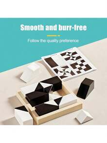 Educational Hiding Blocks Puzzle For Ages 3+ - Brain - Boosting 2 - Player Challenge With 370 Question Cards - Black and White - View 11
