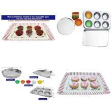 Juego de sartenes compatible con Easy Bake Ultimate Oven incluye sartn rectangular para cupcakes y sartn redonda - plateado - Ver 1