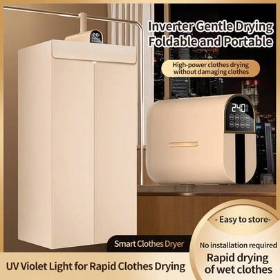 OBOVAY Mini Portable Foldable Electric Dryer, Apartment Compact Dryer, RV Travel Dryer With Drying Bag And Timer Function, Travel Version