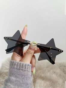 1 Pair Women's Metal Frameless Rhinestone Star Y2K Fashion Glasses, Suitable For Parties, Gatherings, Stage Performances, Fashion Outfits, Holiday Decorations - 金色 - 查看 19