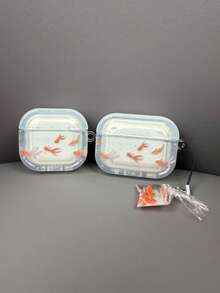 Ocean 1pc Goldfish Design Protective Case Compatible With Airpods 1/2/3/4, Apple Wireless Bluetooth Earphones Pro 2, Anti-Drop Earphone Case (Earphones Not Included)