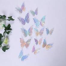 3D Butterfly Wall Decor For Living Room Bedroom Nursery - 48 Pieces With 4 Styles 4 Colors 3 Sizes - Gold And Silver Laser Effect Rose Butterfly Stickers - Easy Removable Adhesive Decorations For Home Party Wedding Event Decoration