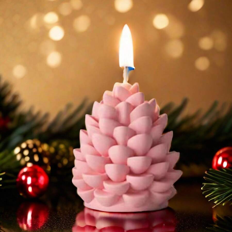 1 pieza Molde de silicona con forma de piña, decoración creativa hecha a mano para velas DIY, cera derretida, resina, yeso
