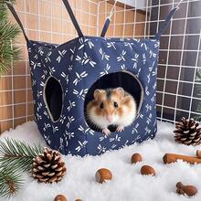 Small Animal Hideaway& Hammock, Cozy House With Roof For Small Pets To Sleep And Hide - Washable Pet Cave& Hideout Corner, Hanging Hammock Hideout Bed, Cage Accessories For Guinea, Hamster, Rat, Glider, Squirrel, Ferret, Kitten, Squirrel, Chinchilla