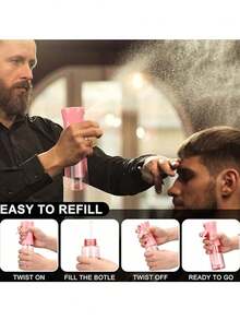 1pc 10ml/200ml/300ml High Pressure Continuous Automatic Fine Mist Spray Bottle, Hair Styling Tool, Suitable For Bathroom, Bedroom, Kitchen, Vanity, Salon, Hair Salon, Travel Essential, Multi-Purpose Sprayer, Refillable Bottle - Multicolor - View 3