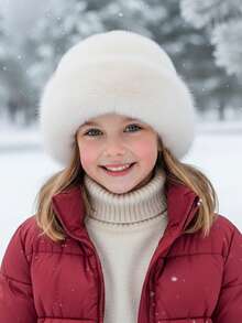 1顶儿童毛绒帽，日常保暖，男女童均适用，秋冬季节，适合大龄儿童