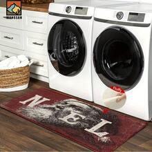 1 pieza Alfombra de baño con patrón retro de Papá Noel, hecha de cachemir sintético y decorada con peluche, adecuada para baños, entradas, cocinas y decoraciones navideñas. Se puede lavar a máquina y es un gran regalo.