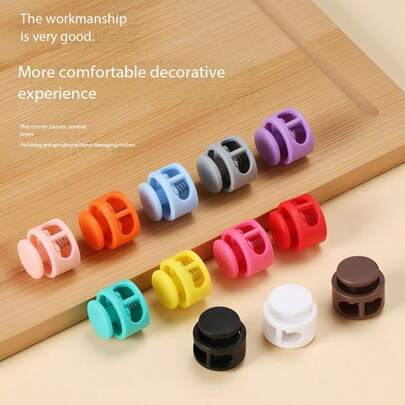 10/100pcs Colorful Double-Hole Spring Buckle Elastic Anti-Slip Buckle Nylon Luggage Shoes Shoe Lace Adjustment Buckle Jacket Elastic Rope Buckle, Clothes Button, Multiple Colors, Materials