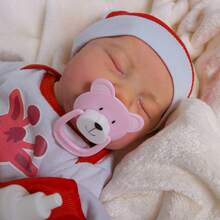 Realistic Silicone Reborn Baby Doll Can Be Bathed On - Đỏ - Xem 2