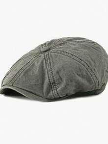 Vintage Distressed Linen Beret Hat, Minimalist Design + Versatile Gray Tone, Suitable For Vintage Enthusiasts, Stylish Men's Daily Wear, Literary Exploration, Easily Crafting A Vintage Gentleman Vibe
