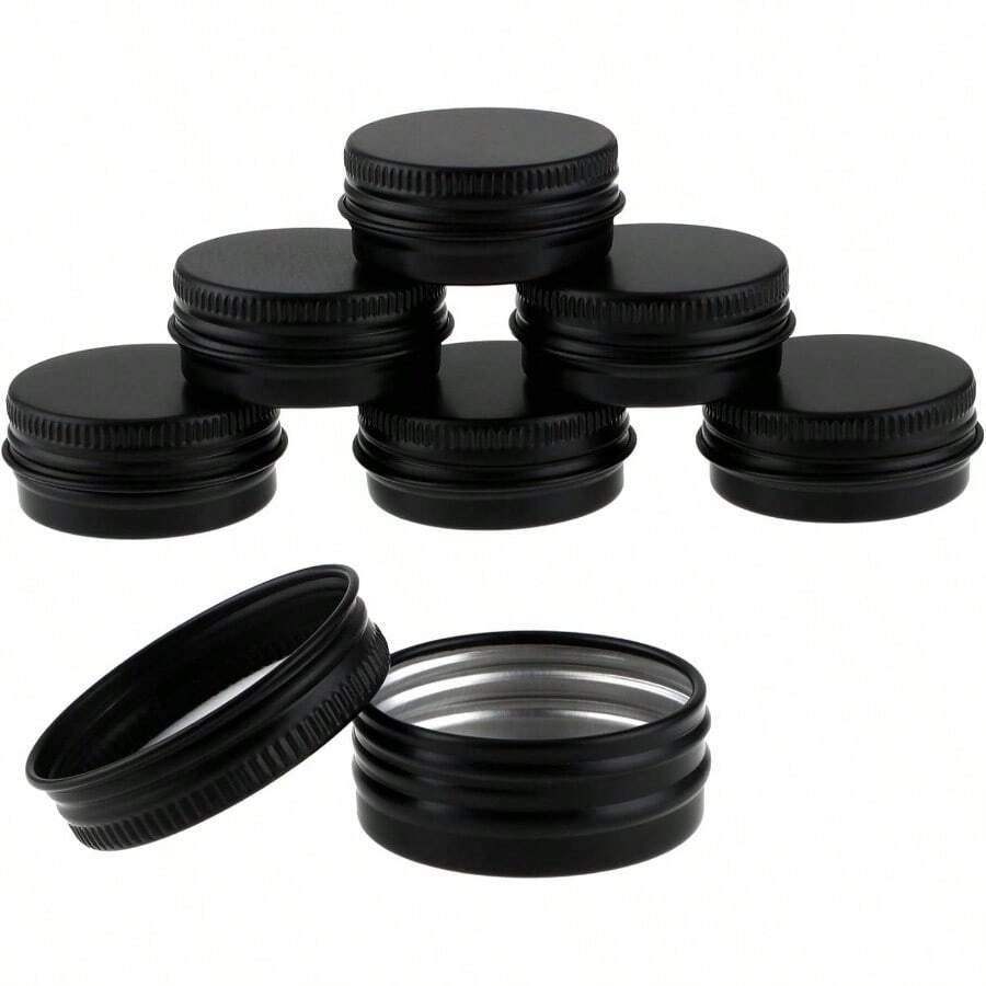 6 Pcs Refillable Aluminum Tin Jars Containers Leak Proof Cosmetic Tin Jar Containers Round Tins Container With Screw Lids Cosmetic, Salves, Lip Balm Or Others, 15mL5 OZ