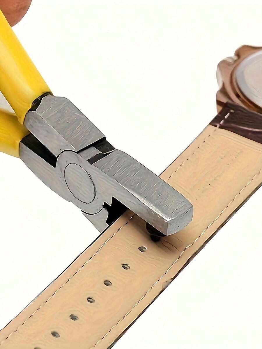 1 Multifunctional Leather Hole Puncher With Alloy Non-Slip Handle, Suitable For Fine Punching Of Belts, Straps, Watch Straps, Collars And Other Items, Sewing Accessories - Yellow - View 1