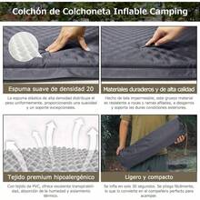 Colchoneta Camping Autohinchable, Colchn de Aire para Acampar, Esterilla Acampar Plegable Hinchable con Almohadas, Colchoneta Inflable Camping para Acampar Senderismo, con Bolsa deGris - Gris - Ver 3