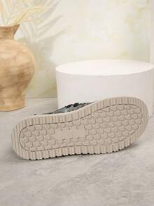 1 paire de nouvelles chaussures de sport casual pour femmes, couleur unie, tricot sport à lacets, convient pour le casual, les vacances, la maison, le bureau, toutes les saisons - Gris - Voir 9