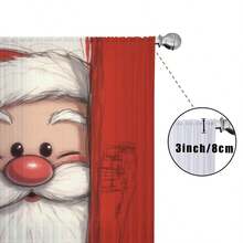 1 perdea decorativă cu model de desene animate Moș Crăciun, realizată din material de tifon, potrivită pentru decorarea ferestrelor în dormitoare, camere pentru copii, camere cu tematică de Crăciun etc., potrivită pentru stiluri de casă pline de atmosferă de Crăciun, cum ar fi stilul de sărbătoare pentru copii, stil cald și drăguț, perdele montate pe stâlp, ușor de instalat