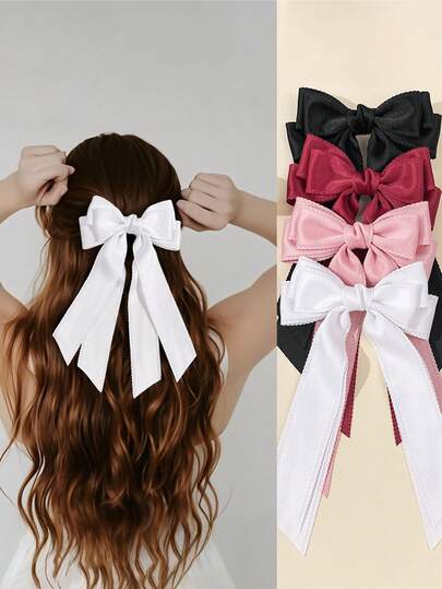 1/4 طقم مشابك شعر أنيقة بشكل فيونكة، إكسسوارات شعر أنيقة على طراز الأميرة، مشابك شعر