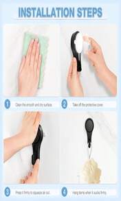 VIS&#39;V Shower Suction Cup Hooks, 2 Types Of Hooks, Heavy Duty, Removable And Reusable, Black, 2 Pcs